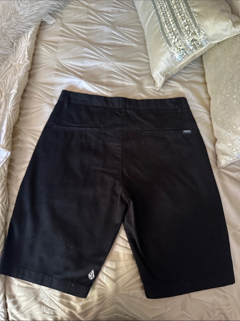 Volcom Women's Black Bermuda Shorts with Subtle Logo